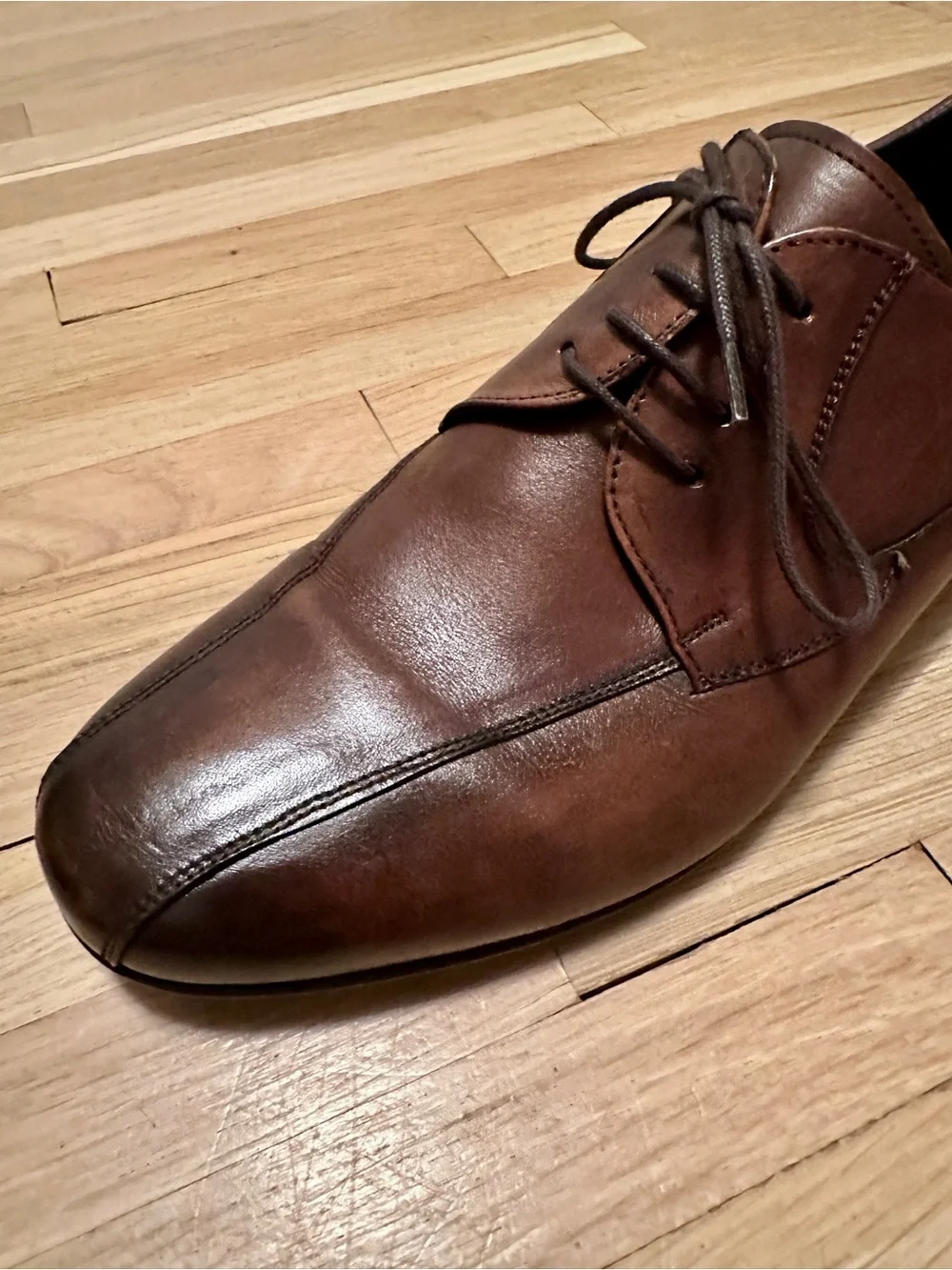 Bocce Bucci Italian Brown Leather Shoes - Classic Lace-Up